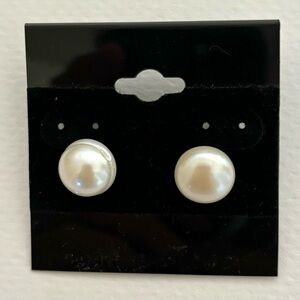 Pearl earrings Freshwater pearls 11 To 12 Mm Stainless Steel Posts Luster Finish